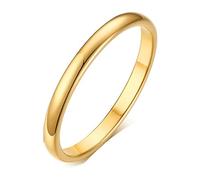 Calefee Anillo de compromiso para ella, anillos de acero inoxidable grabados personalizados, banda lisa dorada de 2 mm, 4 mm, 6 mm, 8 mm, tamaño 5 a 14, 10, Metal, Sin piedras preciosas