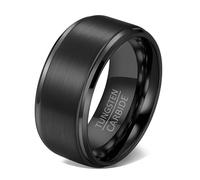 Calefee Anillo de compromiso para hombre, anillo grabado para hombre, carburo de tungsteno de 6 mm, 8 mm, 10 mm de ancho, negro cepillado mate, talla 5 a 14, 11, Metal, Sin piedras preciosas