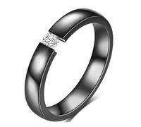 Calefee Anillo de compromiso para hombre, mujer, de acero inoxidable, 3 mm, liso, con circonitas, tallas 47 a 72, 20, Metal no precioso, Zirconia cúbica