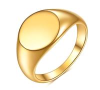 Calefee Anillo de compromiso para hombre, sencillo, de acero inoxidable, para mujer, anillo de sellado, ancho de 12 mm, forma redonda, tallas 47 a 72, 70 (22.3), Metal no precioso, Sin piedras