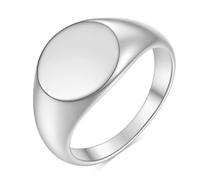 Calefee Anillo de compromiso para hombre, sencillo, de acero inoxidable, para mujer, anillo de sellado, ancho de 12 mm, forma redonda, tallas 47 a 72, 14, Metal no precioso, Sin piedras preciosas