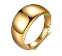 Calefee Anillo de compromiso para hombre y mujer, de acero inoxidable grabado, 10 mm de ancho, cúpula lisa, tamaño 5 a 14, 5, Metal, Sin piedras preciosas