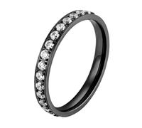 Calefee Anillo de compromiso para mujer, de acero inoxidable, 3 mm de ancho, talla 47 a 72, 14, Metal no precioso, Zirconia cúbica