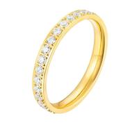 Calefee Anillo de compromiso para mujer, de acero inoxidable, 3 mm de ancho, talla 47 a 72, 20, Metal no precioso, Zirconia cúbica