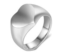 Calefee Anillo de compromiso para mujer, sencillo, de acero inoxidable, para hombre, anillo de sellado, ancho de 12 mm, forma de corazón, tallas 47 a 72, 57 (18.1), Metal no precioso, Sin piedras