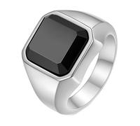 Calefee Anillo de compromiso para mujer, sencillo, de acero inoxidable, para hombre, anillo de sellado, ancho de 13 mm, forma cuadrada con circonita, tallas 47 a 72, 52 (16.6), Metal no precioso