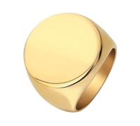 Calefee Anillo de sello para hombre, anillo grabado para mujer, acero inoxidable, grande, redondo, 22 mm de ancho, talla J a Z+1, Z 1/2, Metal, Sin piedras preciosas
