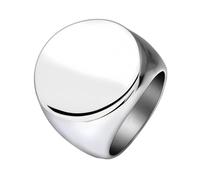 Calefee Anillo de sello para hombre, anillo grabado para mujer, acero inoxidable, grande, redondo, 22 mm de ancho, talla 5 a 14, 13, Metal, Sin piedras preciosas