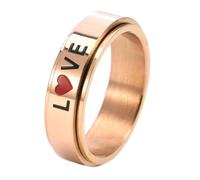 Calefee Anillo giratorio para la ansiedad, anillo de compromiso para hombre, de acero inoxidable, giratorio, 6 mm de ancho, grabado de amor, talla J a Z+1, L 1/2, Metal, Sin piedras preciosas