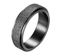 Calefee Anillo giratorio para la ansiedad, anillos de acero inoxidable grabados personalizados, banda mate giratoria de 6 mm de ancho, tamaño 5 a 14, 10, Metal, Sin piedras preciosas