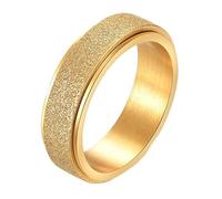 Calefee Anillo giratorio para la ansiedad, anillos de acero inoxidable grabados personalizados, banda mate giratoria de 6 mm de ancho, tamaño 5 a 14, 6, Metal, Sin piedras preciosas