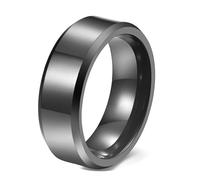 Calefee Anillo para hombre, anillos personalizados para hombre, carburo de tungsteno, 6 mm, 8 mm de ancho, con borde biselado, color negro, talla 5 a 14, 13, Metal, Sin piedras preciosas