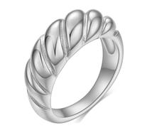 Calefee Anillo sencillo para hombre, anillo de boda de acero inoxidable, anillo de compromiso, anillo de banda ancho de 8 mm, cúpula con ranura, tallas 47 a 72, 20, Metal no precioso, Sin piedras