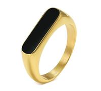 Calefee Anillos de acero inoxidable para mujer, anillos grabados para mujer, sello dorado con carcasa esmaltada, talla J a Z+1, T 1/2, Metal, Sin piedras preciosas