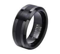 Calefee Anillos de banda para hombre, anillos personalizables para hombre, carburo de tungsteno de 8 mm de ancho, banda cepillada, talla 5 a 14, 11, Metal, Sin piedras preciosas