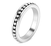 Calefee Anillos de boda para mujer, de acero inoxidable, sencillos y sencillos, de 3,7 mm de ancho, con perlas, tallas 47 a 72, 49 (15.6), Metal no precioso, Sin piedras preciosas