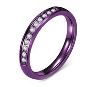 Calefee Anillos de boda para mujer, sencillos y modernos, de compromiso, ancho de 4 mm con circonitas, tallas 47 a 72, 14, Metal no precioso, Zirconia cúbica