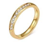 Calefee Anillos de boda para mujer, sencillos y modernos, de compromiso, ancho de 4 mm con circonitas, tallas 47 a 72, 14, Metal no precioso, Zirconia cúbica