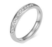 Calefee Anillos de boda para mujer, sencillos y modernos, de compromiso, ancho de 4 mm con circonitas, tallas 47 a 72, 49 (15.6), Metal no precioso, Zirconia cúbica