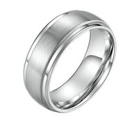 Calefee Anillos de boda sencillos anillos de acero inoxidable para hombre, anillo de compromiso, anillo ancho 8 mm mate cepillado, talla 47 a 72, 20, Metal no precioso, Sin piedras preciosas