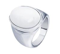 Calefee Anillos de boda sencillos anillos de acero inoxidable para mujer, anillo de compromiso, anillo ancho de 23 mm con piedra ovalada, tallas 47 a 72, 57 (18.1), Metal no precioso, Zirconia cúbica
