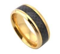 Calefee Anillos de boda sencillos para hombre, acero inoxidable, 8 mm con carbono, talla 47 a 72, 65 (20.7), Metal no precioso, Sin piedras preciosas