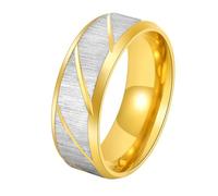 Calefee Anillos de compromiso para hombre, sencillos, de acero inoxidable, 8 mm, mate, con ranura, tallas 47 a 72, 52 (16.6), Metal no precioso, Sin piedras preciosas