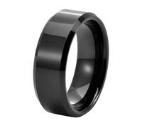 Calefee Anillos de compromiso para hombre, sencillos, de tungsteno, para boda, mujer, de color negro, ancho de 4 a 8 mm, con borde biselado, tallas 47 a 72, 52 (16.6), Metal no precioso, Sin piedras