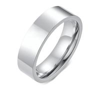Calefee Anillos de compromiso para mujer, sencillos anillos de acero inoxidable, anillos de boda, anillos anchos de 6 mm, lisos, tallas 47 a 72, 52 (16.6), Metal no precioso, Sin piedras preciosas