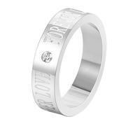 Calefee Anillos de compromiso para mujer, sencillos anillos de acero inoxidable para hombre, alianzas de boda, anillo de banda Forever Love con circonitas, tallas 47 a 72, 57 (18.1), Metal no precioso
