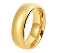 Calefee Anillos de compromiso para mujer, sencillos anillos para hombre, de acero inoxidable, alianzas de boda, oro liso, 4 mm, 6 mm, 8 mm, tallas 47 a 72, 62 (19.7), Metal no precioso, Sin piedras