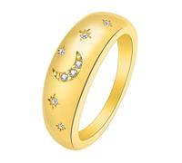Calefee Anillos de compromiso para mujer, sencillos y sencillos, de acero inoxidable, para mujer, con estrella de luna, ancho de 7 mm, con circonitas, tallas 47 a 72, 65 (20.7), Metal no precioso