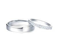 Calefee Anillos de compromiso para parejas para él y ella, anillos de boda de oro 585/750/375, simples moissanite, anillos de boda anchos de 4 mm, 2,5 mm, tamaño 47 hasta 70, Damen 57 und Herren 54
