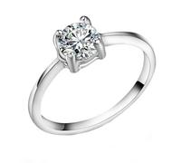 Calefee Anillos de compromiso solitarios para mujer, anillo personalizado para mujer con diamantes de imitación de 6 mm, talla 5 a 14, 6, Metal, Zirconia cúbica