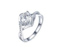 Calefee Anillos de oro blanco de 9 K, 14 y 18 quilates para mujer, anillo infinito de corazón cultivado en laboratorio de 1 quilate, talla H a V, joyería de aniversario para mujer, L 1/2, Metal Piedra