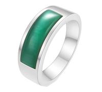 Calefee Anillos de promesa para él, anillo personalizado para hombre, acero inoxidable, banda de 8,5 mm de ancho con piedra verde, talla 5 a 14, 11, Metal, Sin piedras preciosas