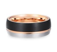 Calefee Anillos de pulgar para hombre, anillo grabado para hombre, banda cepillada de tungsteno personalizado, 8 mm de ancho con ranura, tamaño 5 a 14, 10, Metal, Sin piedras preciosas