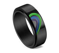 Calefee Anillos giratorios de ansiedad para hombre, anillos de acero inoxidable grabados personalizados con corazón arcoíris de 8 mm de ancho, banda giratoria negra, talla 5 a 14, 9, Metal, Sin