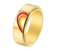 Calefee Anillos giratorios para la ansiedad, anillos de acero inoxidable grabados personalizados para hombres, rompecabezas de corazón de 8 mm de ancho, banda giratoria, tamaño 5 a 14, 6, Metal, Sin