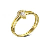 Calefee Anillos pequeños de oro 375,585,750, anillos de boda para mujer, juego de 2 unidades con forma de pera, joyas auténticas, tallas 47 hasta 65, 65 (20.7), Metal precioso, Moissanita Sin piedras