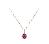 Calefee Colgante para collar de oro rosa de 18 K/14 K/9 K, collares con colgante de círculo con rubí sintético y diamante, cadena ajustable 40 + 5 cm, 40+5cm, Oro Piedra, Rubí sintético Diamante