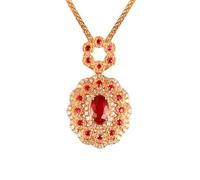 Calefee Collar con colgante de rubí creado en laboratorio, collar de oro con piedra natal de julio para mujer con rubí creado de 0,5 quilates y diamante creado, cadena ajustable de 16 pulgadas y