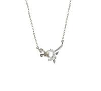 Calefee Collar con colgante para mujer, oro blanco 750/585/375, colgante para mujer, sencillo con perla y diamante creado, cadena ajustable 40 + 5 cm, 40+5cm, Oro Piedra, Perla Diamante sintético