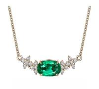 Calefee Collar de esmeralda creada de oro, collares de piedra natal de mayo para mujeres y madres con esmeralda creada de 1 quilate y diamante creado, cadena ajustable de 40 cm y 5 cm de extensión