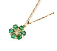 Calefee Collar de esmeralda creada de oro, collares de piedra natal de mayo para mujeres y madres con esmeralda creada de 1 quilate y diamante creado, cadena ajustable de 16 pulgadas y extensión de 2