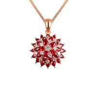 Calefee Collar de rubí creado de oro, collares de piedra natal de julio para mujer con rubí creado de 1,3 quilates y diamante creado, cadena ajustable de 16 pulgadas y extensión de 2 pulgadas