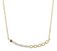 Calefee Collar de rubí creado para mujer, collar de oro amarillo para mujer, piedra natal de julio, rubí creado y diamante creado, cadena ajustable de 40 cm y 5 cm de extensión, Adjustable, Oro Gema