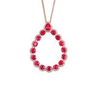 Calefee Collar de rubí creado para mujer, dorado, collar de piedra natal de julio para novia con rubí creado de 2 quilates y diamante creado, cadena ajustable de 16 pulgadas y extensor de 2 pulgadas