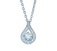 Calefee Collar mujer boda oro blanco verdadero, colgante collares novia mujer con diamante sintético en forma de lágrima, joyas con piedra de la suerte, Regolabile, Oro Piedra, Moissanita No es una