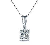 Calefee Collar mujer oro blanco verdadero, collar novia boda con diamante sintético de forma cuadrada, joyas con piedra de la suerte, Regolabile, Oro Piedra, Moissanita No es una piedra preciosa